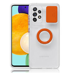 Funda Silicona Ultrafina Carcasa Transparente con Soporte S01 para Samsung Galaxy A52 4G Naranja