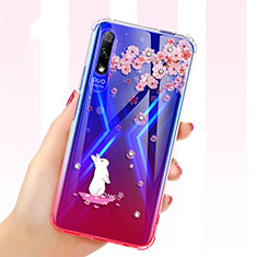 Funda Silicona Ultrafina Carcasa Transparente Flores para Huawei Honor 9X Rojo