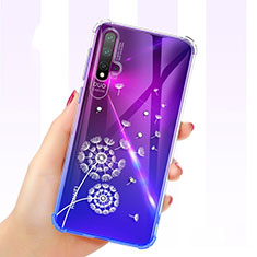 Funda Silicona Ultrafina Carcasa Transparente Flores para Huawei Nova 5 Pro Blanco