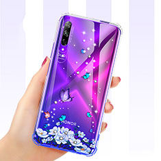 Funda Silicona Ultrafina Carcasa Transparente Flores para Huawei P Smart Pro (2019) Morado