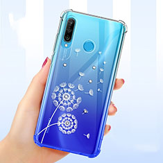 Funda Silicona Ultrafina Carcasa Transparente Flores para Huawei P30 Lite XL Blanco