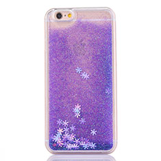 Funda Silicona Ultrafina Carcasa Transparente Flores T01 para Apple iPhone 6 Morado