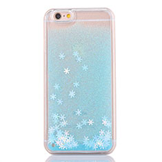 Funda Silicona Ultrafina Carcasa Transparente Flores T01 para Apple iPhone 6S Azul Cielo