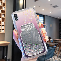 Funda Silicona Ultrafina Carcasa Transparente Flores T01 para Apple iPhone X Gris