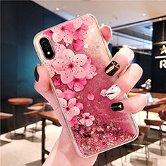 Funda Silicona Ultrafina Carcasa Transparente Flores T01 para Apple iPhone XR Rosa
