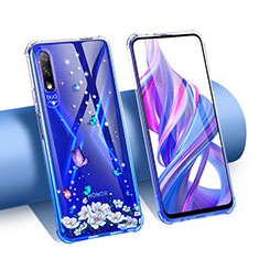 Funda Silicona Ultrafina Carcasa Transparente Flores T01 para Huawei Y9 Prime (2019) Morado