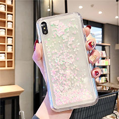 Funda Silicona Ultrafina Carcasa Transparente Flores T02 para Apple iPhone X Blanco