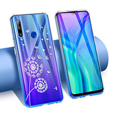 Funda Silicona Ultrafina Carcasa Transparente Flores T02 para Huawei Honor 20i Azul