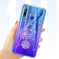 Funda Silicona Ultrafina Carcasa Transparente Flores T03 para Huawei Honor 20 Lite Azul