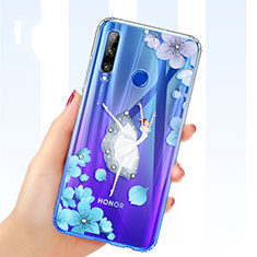 Funda Silicona Ultrafina Carcasa Transparente Flores T03 para Huawei Honor 20i Blanco