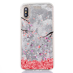 Funda Silicona Ultrafina Carcasa Transparente Flores T04 para Apple iPhone X Blanco