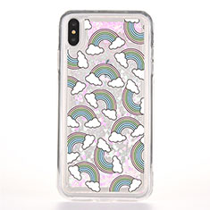 Funda Silicona Ultrafina Carcasa Transparente Flores T08 para Apple iPhone Xs Gris