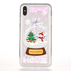 Funda Silicona Ultrafina Carcasa Transparente Flores T08 para Apple iPhone Xs Max Verde