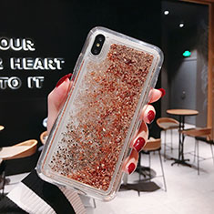 Funda Silicona Ultrafina Carcasa Transparente Flores T15 para Apple iPhone Xs Oro