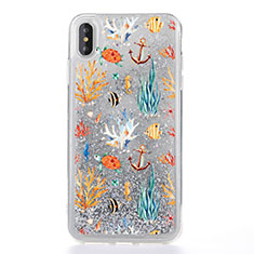 Funda Silicona Ultrafina Carcasa Transparente Flores T17 para Apple iPhone X Blanco