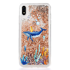 Funda Silicona Ultrafina Carcasa Transparente Flores T17 para Apple iPhone XR Oro