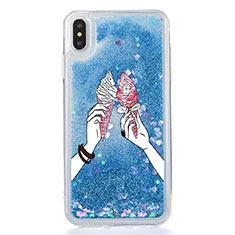 Funda Silicona Ultrafina Carcasa Transparente Flores T20 para Apple iPhone Xs Azul