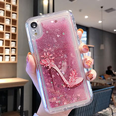 Funda Silicona Ultrafina Carcasa Transparente Flores T21 para Apple iPhone XR Oro Rosa