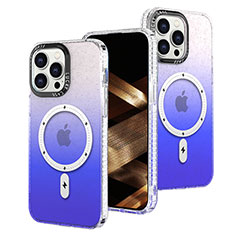 Funda Silicona Ultrafina Carcasa Transparente Gradiente con Mag-Safe Magnetic para Apple iPhone 15 Pro Azul