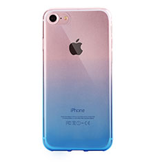Funda Silicona Ultrafina Carcasa Transparente Gradiente G01 para Apple iPhone 7 Azul