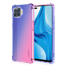 Funda Silicona Ultrafina Carcasa Transparente Gradiente G01 para Oppo Reno4 F Azul