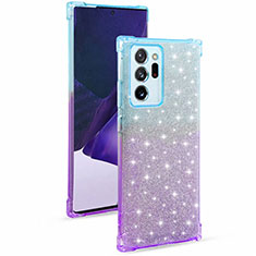 Funda Silicona Ultrafina Carcasa Transparente Gradiente G02 para Samsung Galaxy Note 20 Ultra 5G Azul Cielo