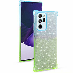 Funda Silicona Ultrafina Carcasa Transparente Gradiente G02 para Samsung Galaxy Note 20 Ultra 5G Azul Claro