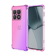 Funda Silicona Ultrafina Carcasa Transparente Gradiente para OnePlus 10 Pro 5G Rosa Roja