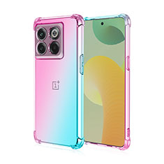 Funda Silicona Ultrafina Carcasa Transparente Gradiente para OnePlus 10T 5G Cian