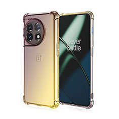 Funda Silicona Ultrafina Carcasa Transparente Gradiente para OnePlus 11R 5G Amarillo