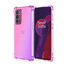 Funda Silicona Ultrafina Carcasa Transparente Gradiente para OnePlus 9RT 5G Rosa Roja