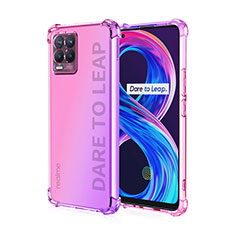 Funda Silicona Ultrafina Carcasa Transparente Gradiente para Realme 8 4G Rosa Roja