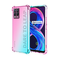 Funda Silicona Ultrafina Carcasa Transparente Gradiente para Realme 8 Pro Cian