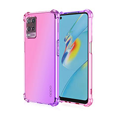 Funda Silicona Ultrafina Carcasa Transparente Gradiente para Realme 8s 5G Rosa Roja