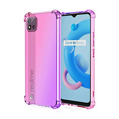 Funda Silicona Ultrafina Carcasa Transparente Gradiente para Realme C11 (2021) Rosa Roja