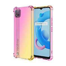 Funda Silicona Ultrafina Carcasa Transparente Gradiente para Realme C20A Rosa