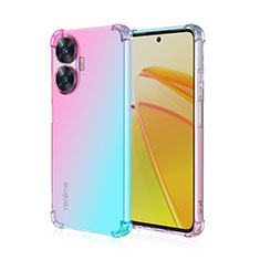 Funda Silicona Ultrafina Carcasa Transparente Gradiente para Realme C55 Cian