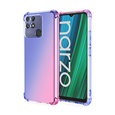 Funda Silicona Ultrafina Carcasa Transparente Gradiente para Realme Narzo 50A Azul