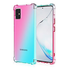 Funda Silicona Ultrafina Carcasa Transparente Gradiente para Samsung Galaxy A51 4G Cian