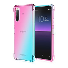 Funda Silicona Ultrafina Carcasa Transparente Gradiente para Sony Xperia 10 IV SOG07 Azul Cielo