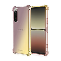 Funda Silicona Ultrafina Carcasa Transparente Gradiente para Sony Xperia 5 III Oro