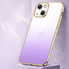 Funda Silicona Ultrafina Carcasa Transparente Gradiente S01 para Apple iPhone 14 Morado