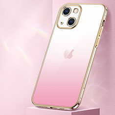 Funda Silicona Ultrafina Carcasa Transparente Gradiente S01 para Apple iPhone 14 Oro Rosa