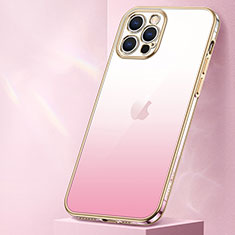 Funda Silicona Ultrafina Carcasa Transparente Gradiente S01 para Apple iPhone 15 Pro Oro Rosa