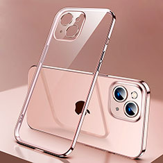 Funda Silicona Ultrafina Carcasa Transparente H01 para Apple iPhone 15 Oro Rosa