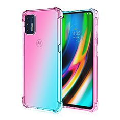 Funda Silicona Ultrafina Carcasa Transparente H01 para Motorola Moto G9 Plus Cian