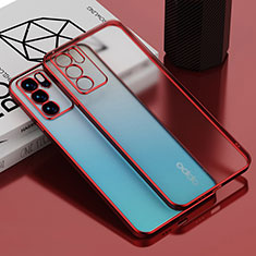 Funda Silicona Ultrafina Carcasa Transparente H01 para Oppo Reno6 Pro 5G India Rojo