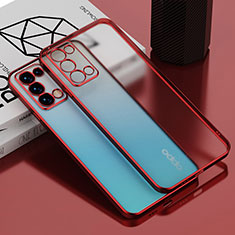 Funda Silicona Ultrafina Carcasa Transparente H01 para Oppo Reno6 Pro+ Plus 5G Rojo