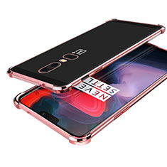 Funda Silicona Ultrafina Carcasa Transparente H02 para OnePlus 6 Oro Rosa