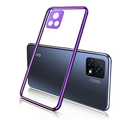 Funda Silicona Ultrafina Carcasa Transparente H02 para Vivo iQOO U3 5G Morado